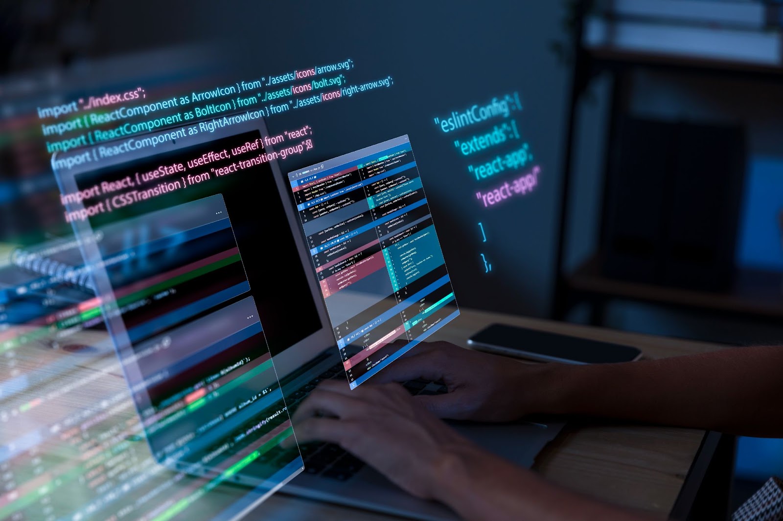 man working with code on his computer