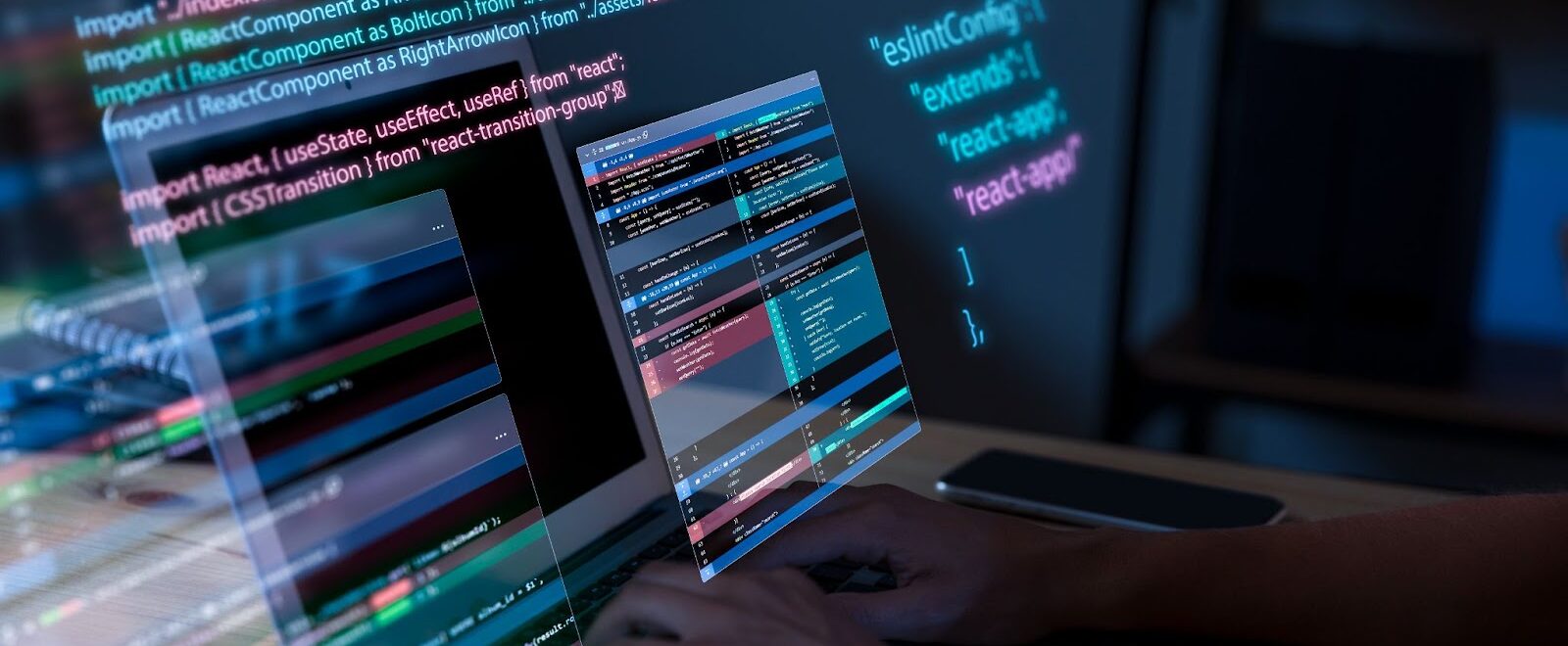 man working with code on his computer