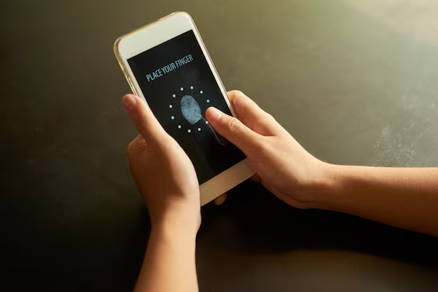 Finger presses on the fingerprint scanner